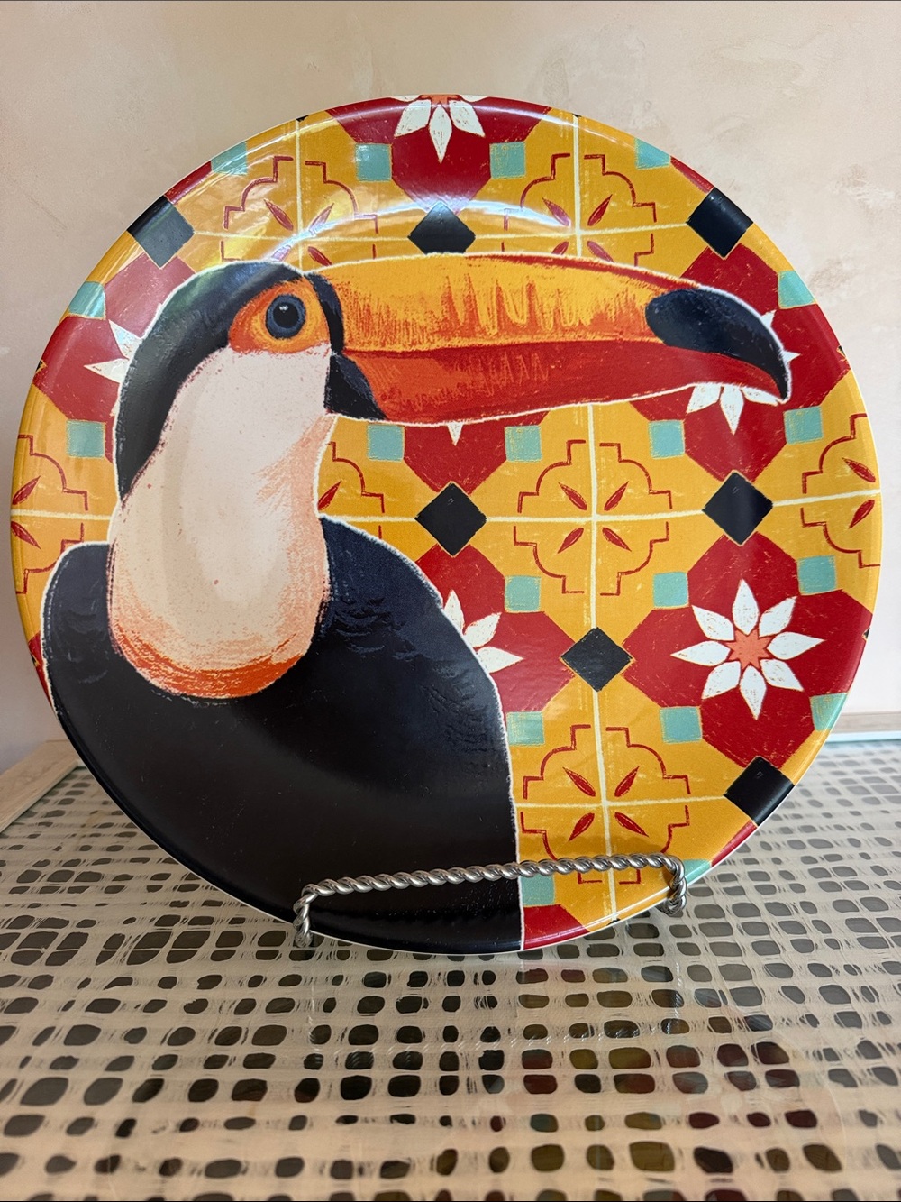 Certified International Toucan Decorative Plate in Yellow, Black and Red